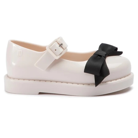 NWOB MINI MELISSA MAGGIE BOW BB ME 50837 BLACK/Cream SHOE - Picture 6 of 9